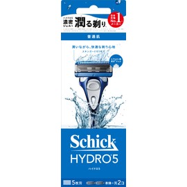 Hydro Schick Hydro 5 Basic Holder (with Blade + 1 Replacement Blade), Skin Guard Included, 5 Blades, Blue