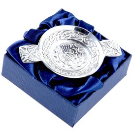 Mini-Quaich - Pewter Thistle Interlace