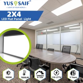 2x4 LED Flat Panel Light, 4 Pack 7800 LM Drop Ceiling Office Light Fixture, 5000K Daylight 2x4 led Light, 0-10V Dimmable,2x4 Recessed Edge-Lit Troffer Fixture,Lighting for Office, Kitchen,ETL Listed