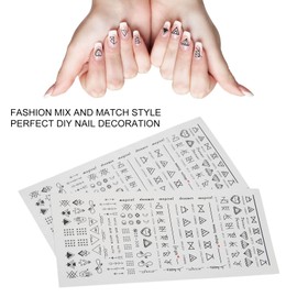 2 Hojas de Pegatinas de Uñas con Patrón, Calcomanías de Transferencia de Agua, Calcomanías de Uñas con Letras Negras, Decoración de Rayas, Accesorios de Arte de Uñas para Bricolaje, Arte de Uñas Acríl