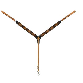 Turquoise Cross Floral Tooled Straight Breast Collar, 45-0300