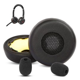 XRHTONG Prime Ear Pads Replacement Compatible with Jabra Evolve 75/75+ / 75 UC / 75 MS Headphones Ear Pads Cushions (Protein Leather/Memory Foam)