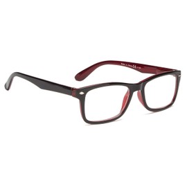 BLUELESS Classic Vintage Style Reading Glasses Women Men (Black/Red, +1.50)