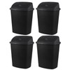 Bringer 18 Gallon Large Swing Top Trash Can, Plastic Garbage Can with Swing-Lid, Black, 4-Pack