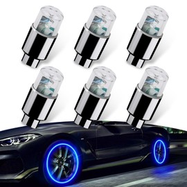 ZKFAR 6 PCS Car Wheel Hub Valve Stem Cap Light, Waterproof Tire Flash Valve Light, Universal for Cars Motorcycles (Blue)