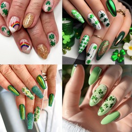 St Patricks Day Nail Stickers Shamrock Nail Decals 8 Sheets 3D Self-Adhesive Luck Four Leaf Clover Nail Art Stickers Irish Nail Design Stickers St. Patrick's Day Nail Supplies for Women DIY Manicure