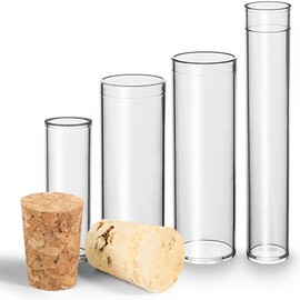 Tuuters 25 x Plastic Test Tubes with Cork Closure, Small Gift Packaging Plastic Tubes for Standing