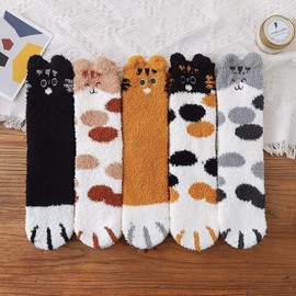 JaosWish Fluffy Socks for Women and Girls, Animal Bed Socks Warm Cosy Thermal Fuzzy Slipper Socks for Winter
