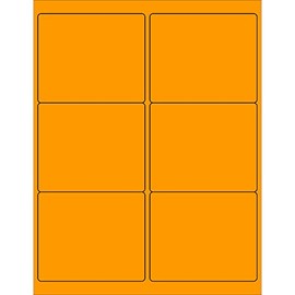 Tape Logic Aviditi Tape Logic 4" x 3 1/3" Fluorescent Orange Shipping Address Labels, for Laser & Inkjet Printers, Permanent Adhesive, 8 1/2" x 11" Sheet, 6 Labels Per Sheet, 100 Sheets