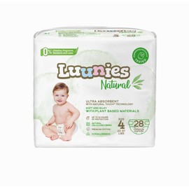 Luunies Natural Ultra Absorbent Premium Diapers, Size 4, 280 Count, Hypoallergenic, Chlorine-Free, Plant-Based Materials, Up to 12 Hours Protection