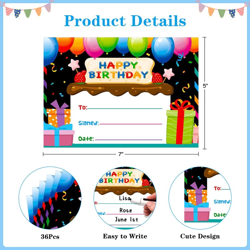 D24TIME Birthday Certificates for Kids Classroom - 36PCS Happy Birthday