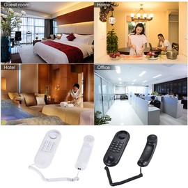 Domary Portable Corded Telephone Phone Pause/Redial/Flash Wall Mountable Base Handset for House Home Call Center Office Company Hotel