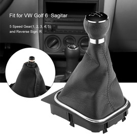 mk6 Shift Boot + Gear Knob 5 Speed Car Shift Gaiter Boot Automobile Gearstick Set for 6 MK5 MK6 2005-2014 Black
