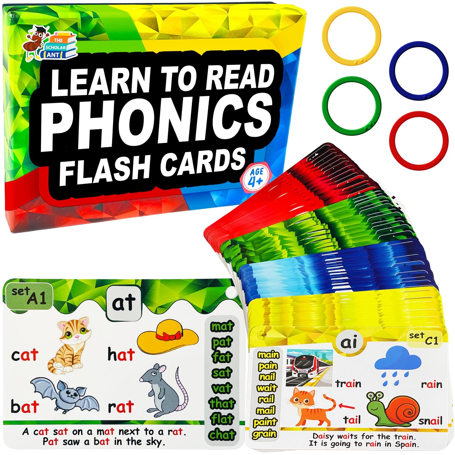 Phonics Flash Cards - Learn to Read in 20 Phonic Stages - Digraphs CVC ...
