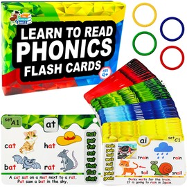 Phonics Flash Cards - Learn to Read in 20 Phonic Stages - Digraphs CVC Blends Long Vowel Sounds - Phonics Games for Kids Ages 4-8 Kindergarten First Second Grade Homeschool Educational