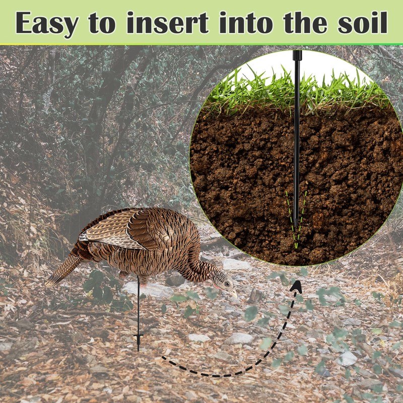 Archerest 2 Pcs Turkey Decoy Hunting Stakes, Portable Replacement Pole