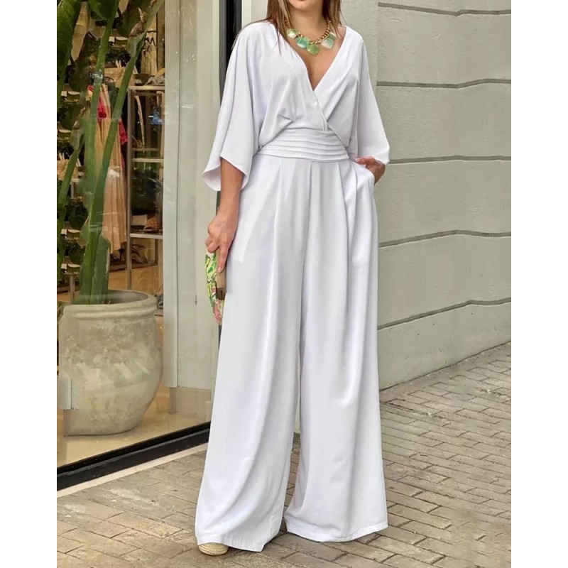 Generic Mono Casual Con Cuello En V De Color Sólido