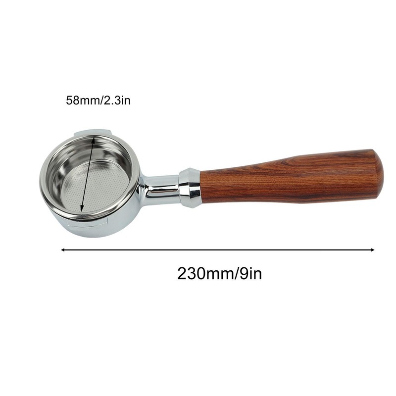 Saluaqui E61 58 mm Bottomless Portafilter, Double Coffee Brew Handle