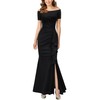 AISIZE Women's Elegant Off Shoulder Ruffle Formal Evening Long Dress