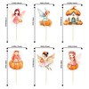 24Pcs Pumpkin Cupcake Toppers Flower Fairy Pumpkin Cupcake Picks Fall
