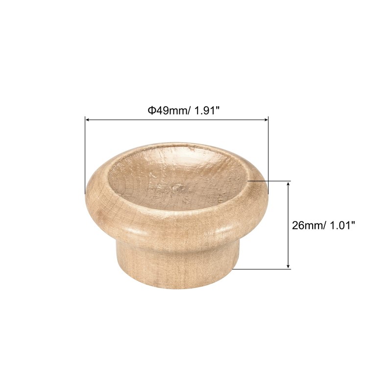 sourcing map Universal Pot Lid Knob, Wooden Replacement Knob 49x26mm