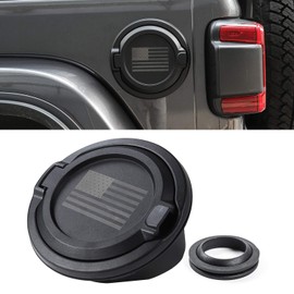 JeCar Tapa de gas JL para tapa de combustible para puerta de depósito de combustible para Jeep Wrangler JL JLU Unlimited Rubicon Sahara 4 puertas 2 puertas 2018-2021, color negro, bandera de Estados Unidos