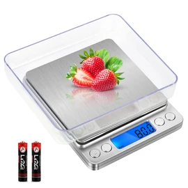 Digital Food Kitchen Scale, 500g 0.01g Mini Precision Gram Scale with 2 Trays, Multifunctional Scale for Cooking, LCD Display, 6 Units(g, oz, ozt, DWT, ct, gn)
