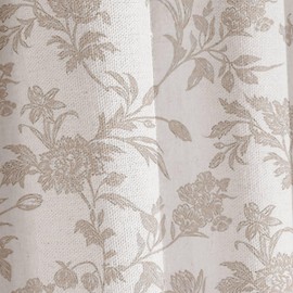 WOUVMA Extra Long Beige Shower Curtain Floral Cotton Linen Cottagecore Shower Curtain for Bathroom 84" L x 72" W