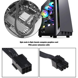 Micro Traders 2PCS 6 Pin PCIe Power Extension Cable, 6 Pin Male to Female Adapter, 18 AWG, 12V, 30cm, Black, Pack of 2, Locking Connector, PCIe Graphics Card Specific