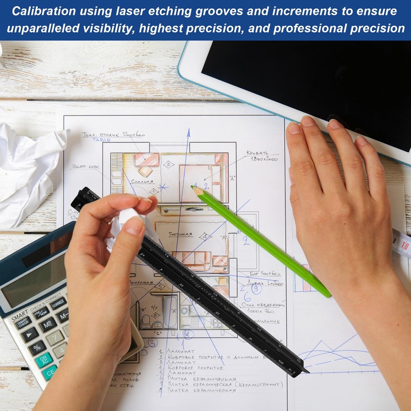 Triangular scale, ruler 30 cm, scale ruler, aluminium architectural ruler,