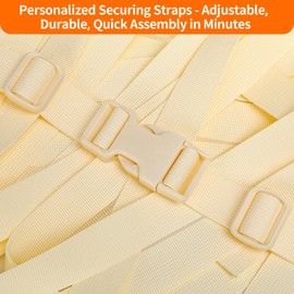BEYOURD 1 inch Buckles and Strap Set: 10 yards Polyester Webbing Strapping, 6 pack Dual Adjustable Side Release Plastic Buckles, 12 PCS Tri-Glide Slider Clips for DIY Projects, Cream