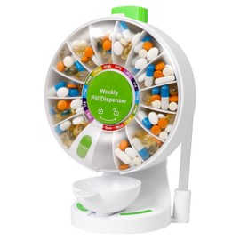 JULOS Daily Pill Dispenser with One-Press Button for Seniors & Arthritis