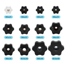 JJWNMLL 8PCS Clamping Screw Knob Star M8-outer diameter 48 thumb Bolts Thread Replacement Star Hand Knob Tightening, Black Grip