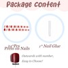 BABALA Press on Nails Medium Almond Fake Nails Red Glue