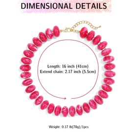 Elegance 11 designs Rose Red Chunky Beaded Necklace for Women,Thick Acrylic Disc Bead Choker Statement Necklace Cute Trendy Necklaces Jewelry Gifts for Women