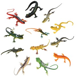 technodry Lizard Figurine Set – 12pcs Colorful Plastic Reptile Toys with 18 Realistic Styles, Durable Animal Toys for Kids, Educational & Collectible Reptile Toy and Animal Figures
