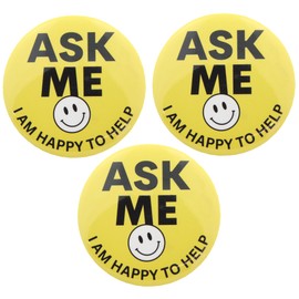 Ask Me Anything Buttons, Volunteer, Teacher, and Customer Service Employee Pins, 3 Inches, Pack of 3 (3 Pack)