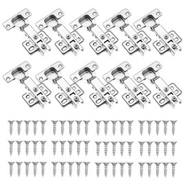TMZDCJK Cabinet Hinges 10 Piece Frameless Recessed Soft Close Euro Hinge Soft Close Switch Auto Close 105° Opening Angle 4D Adjustment Brushed Nickel