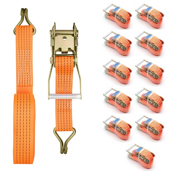 12Pack Ratchet Straps Heavy Duty 2 inch x 27ft Tie Down Straps Ratchet for Truck Straps with 6600lbs Working Load, 10000lbs Break Strength Cargo Straps by SALUINOKI