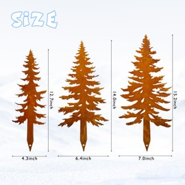 Pine Tree Metal Yard Decor Durable Outdoor Garden Stakes for Forest and Cabin Aesthetics
