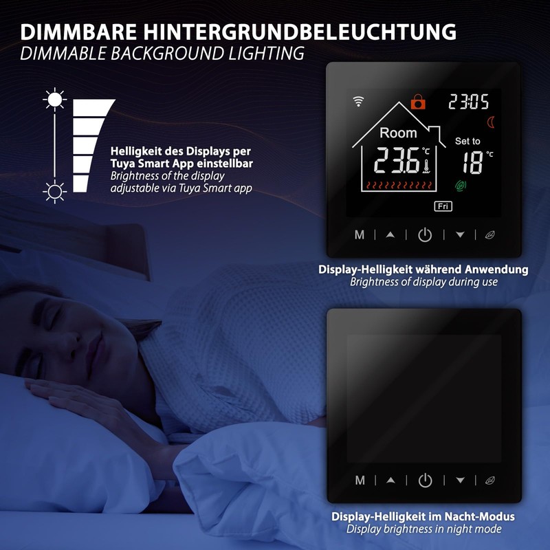 Mi-Heat M2 Digital Thermostat WLAN & Bluetooth Black - Underfloor
