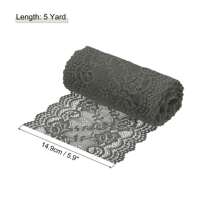 MECCANIXITY 6 Inch Wide 5 Yard Lace Ribbon Floral Pattern