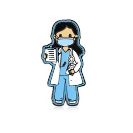 Dr's gift Lovely Girl Doctor Enamel Pin White Coat Medical Brooch Badge Cute Graduation Gift for Nursing Students Doctors Lapel Hat Backpack Jewelry for Pinning Ceremony