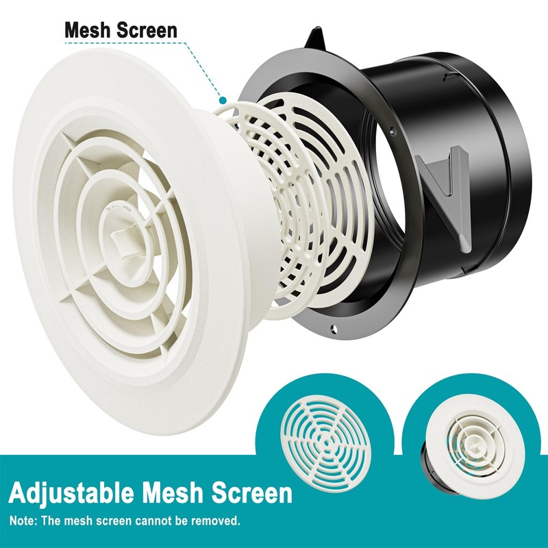 HG POWER 4 Inch Soffit Vent，Round Air Vent Cover with