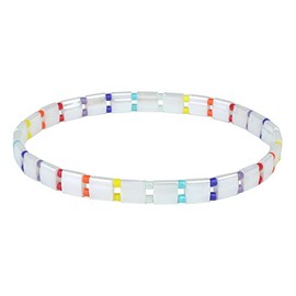 KELITCH Miyuki Tila Beads Friendship Bracelets Stackable Chic Stretch Bracelets For Women Bangles, Glass, No-Gem-Tye