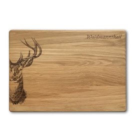 Waidmannsheil Breakfast Board with Stag Oak Vesper Board Wooden Board for Camping Breakfast Gift (30 x 20 cm)