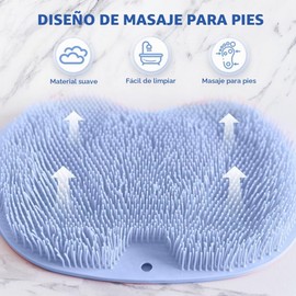 Alfombrilla Exfoliante para pies con lavador de Espalda, Almohadilla Exfoliante de Silicona para el baño, Alfombrilla Antideslizante para la Ducha y el baño para Hombres y Mujeres. (Gris)