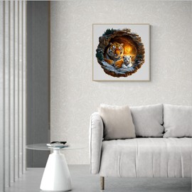 Wooden Puzzles for Adults, 3D Vision Tiger Family-2 Jigsaw Puzzles for Adults, Wooden Puzzle for Family Game and Birthday Gift Idea for Friends (34 * 33.8cm,290pcs)