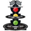 3-Tier Racing Car Theme Cardboard Cupcake Stand, Reusable Round Cupcake