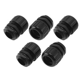 A ABSOPRO 22mm / PG16 Cable Glands 21.2mm / 0.83" Waterproof Bellows Straight Connector PA6 Nylon Black 5 Pcs